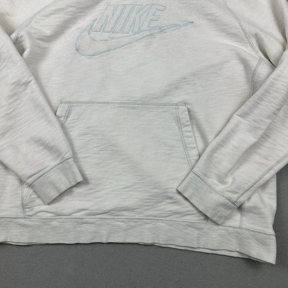 Nike Hoodie Men Extra Large Beige Solid Spell Out Pullover Sweatshirt Swoosh XL